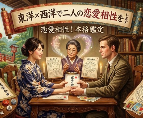 東洋×西洋で二人の恋愛相性を本格鑑定します 算命学の五行＋西洋占星術の天体配置で相性を多角分析 イメージ1