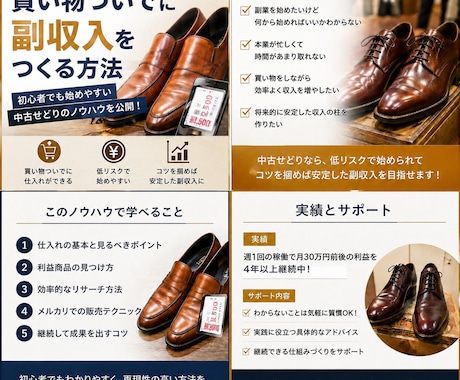 初心者必見⭐️革靴転売のノウハウ習得できます ✴︎初心者必見✴︎メンズ革靴転売で福収入を作ろう！！ イメージ1