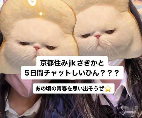 京都現役JK2 がチャットで5日間相談乗ります 友達感覚でチャット返すよ^ ^友達の相談は全力で乗る。 イメージ1