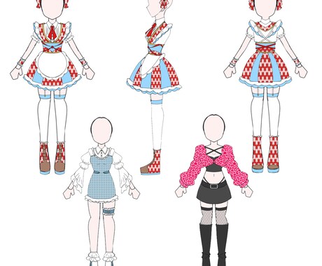 キャラクターの衣装デザインします 私服系からアイドル系などシンプルなものから華やかなものまで！ イメージ2
