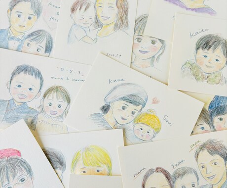 絵本のような優しいタッチの似顔絵描きます 心温まる手描きの似顔絵。記念やプレゼントに最適です イメージ1