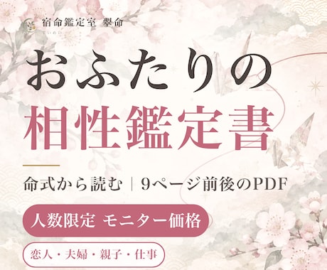 あと4名モニター価格で算命学の相性鑑定書を作ります イメージ1