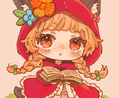ふんわり可愛いミニキャライラストお描きます 絵本風のアナログ感のある絵柄です。アイコンなどにぜひ♪ イメージ2