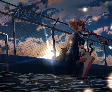 歌ってみた・MV用の一枚絵やサムネイルを描きます ご希望の背景とキャラクターでオリジナルMV制作をお手伝い★ イメージ2