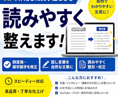 AI文字起こしの修正をします 希望によって話者の整理なども対応します！ イメージ1