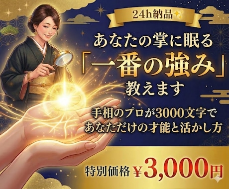 24h納品✨あなたの掌に眠る「一番の強み」教えます 3000文字で手相のプロが教える、あなただけの才能と活かし方 イメージ1