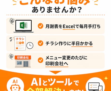 チラシ/月謝/メニュー表…手作業ツールで解決します スタッフが5分で更新できる専用ツール制作 イメージ2