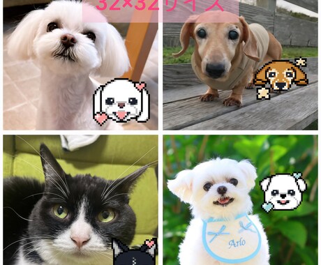 ペットの写真を可愛いドット絵にします うちの子がゲーム風に?!アイコンやスタンプにも使える! イメージ2