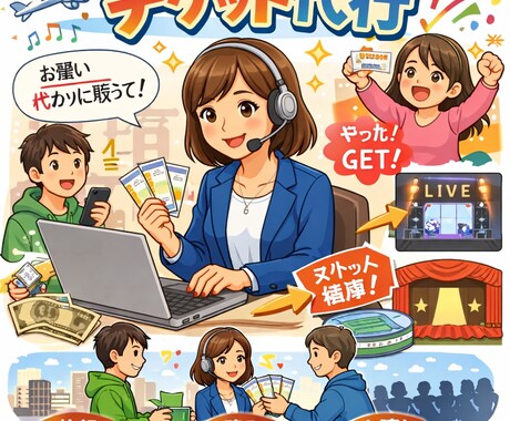 チケット申込サポート（抽選／先着対応）します ライブ・コンサート・舞台・イベントなどのチケット代行です！ イメージ1