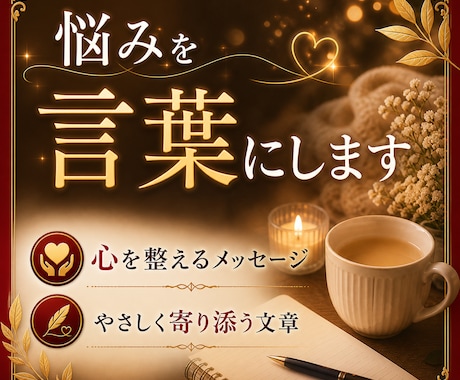 言葉にできない悩みや苦しさ優しく整理し寄り添います あなた専用に心を整える背中を押すメッセージにてお届けします。 イメージ2