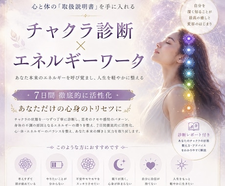 あなたの心身のトリセツ&7日間徹底的に活性化します 【チャクラ診断×遠隔エネルギーワーク】強力ワークでサポート イメージ1