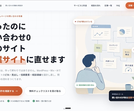 問い合わせが来ないHPを診断します 1ページだけ見て改善点3つを整理します イメージ1