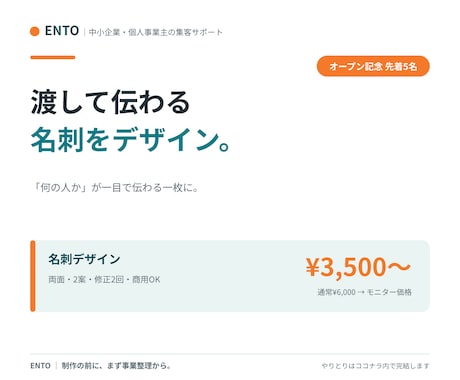 渡して伝わる名刺をデザインします 肩書きだけの名刺を卒業。「何の人か」が一目で伝わる一枚に イメージ1