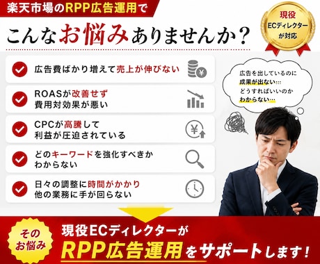 楽天市場 RPP広告の運用代行／改善します 現役ECディレクターが広告運用をサポートします イメージ2