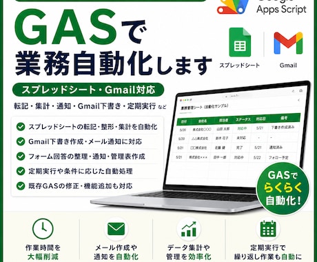 GASで業務自動化します スプレッドシート・Gmail対応 イメージ1