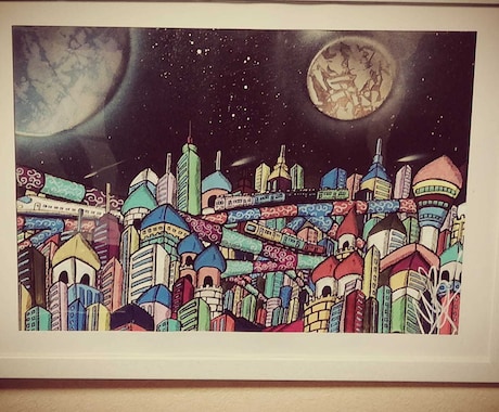 ペン画で抽象画描きます カラフルな抽象的ペンアートであなたの