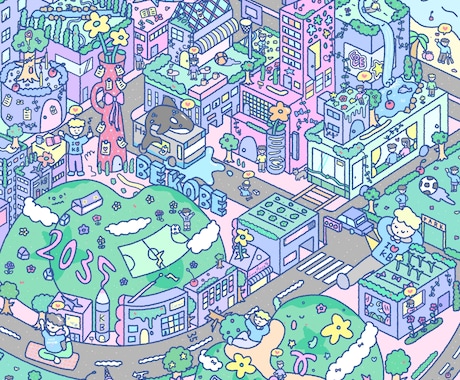 お客様が想う世界観をトキめく鳥瞰図で表現します どこにもないポップで不思議な細かい世界観を描来ます！ イメージ1