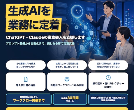ChatGPT・Claudeの業務導入を支援します プロンプト整備から自動化まで、使われる形で定着支援 イメージ1
