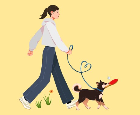 ペットと飼い主さんのお散歩ペアイラストを描きます 挿絵、記念日のプレゼントなどにおすすめ！ イメージ2
