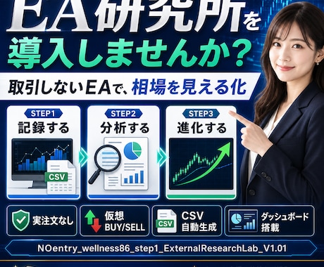 実運用で負ける…その原因を研究EAで可視化します EAが勝てない原因を研究する外付けEA｜仮想売買・CSV分析 イメージ1
