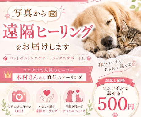 大切なペットの心を癒す遠隔ヒーリングをします 「大切なペットへ♡写真1枚から、癒しのエネルギーを届けます」 イメージ1