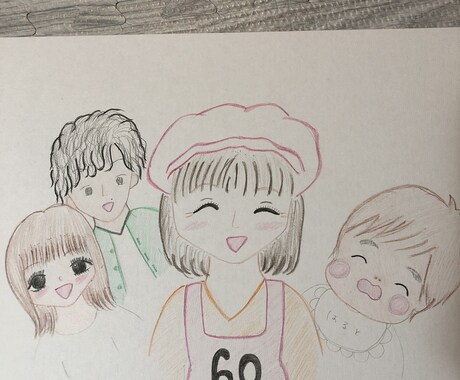 手書きの思いのある似顔絵を作成します ★還暦祝いや記念日等でご家族や恋人との思い出★ イメージ2