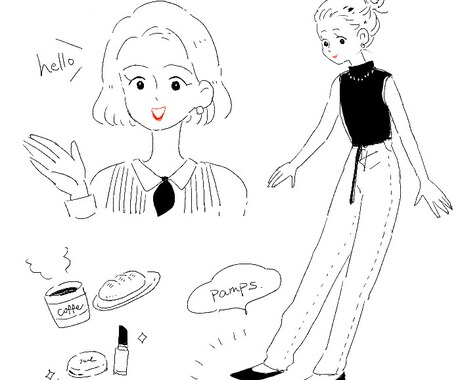 商用可◎見やすいモノクロのカットイラスト描きます シンプル・かわいい・使いやすい！手描き感がおしゃれ＊ イメージ2
