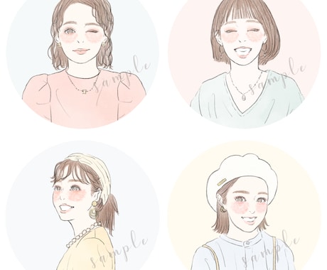 ふんわり可愛いアイコン・似顔絵をお描きします 商用利用OK。お写真がなくてもイメージから制作できます イメージ2