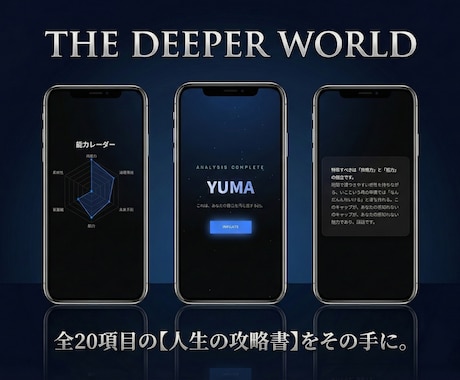 あなただけの【人生攻略サイト】をWeb実装します 性格タイプ診断の限界を超えた、あなた専用の人生の攻略本を。 イメージ1