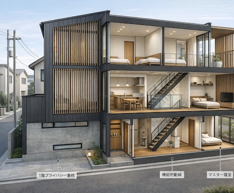 更地の建築可能ボリュームを3Dで確認します 事業計画前の初期判断用／間取り・立面図はオプション イメージ1