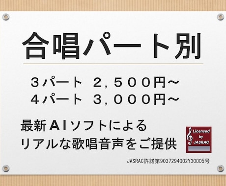 合唱のパート別音源をリアルな歌唱音声でご提供します クラス合唱からコンクール上級まで！ 2～16パート対応可 イメージ1
