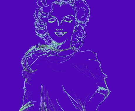 手描き絵・データ化、お好きな色で彩色いたします 鉛筆画をデータ化・色を反転など、線が独自で地味に個性的です！ イメージ1