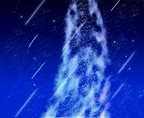 天の川の綺麗なイラストを描きます キラキラとした彩度高めの星空です イメージ2