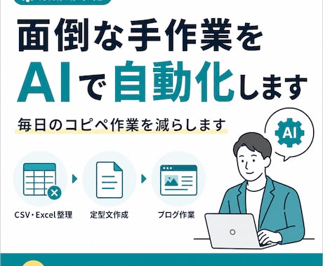 面倒な手作業をAIで自動化します 面倒な手作業をAIでラクに効率化 イメージ1