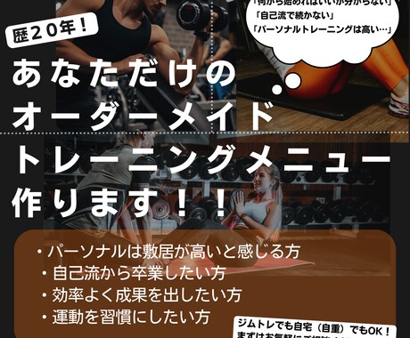 あなただけのトレーニングメニュー作ります 歴２０年！無理なく続くメニュー！（ジム・自重OK） イメージ1