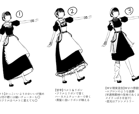 衣装3着分をデザインします アイドル・ユニット・グループ・統一モチーフの衣装をデザイン イメージ1