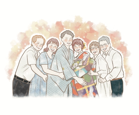 温かみある両親贈呈品の似顔絵をお描きします 優しい雰囲気でプレゼントにピッタリ！大人数◎A4印刷も◎ イメージ2