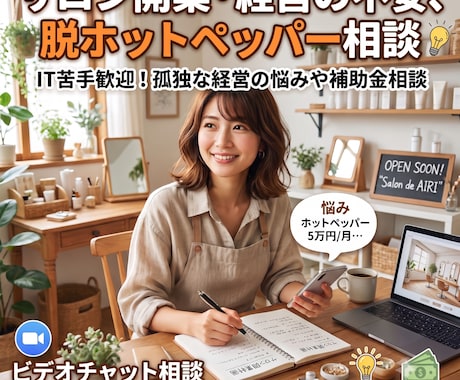 サロン開業の不安、ホットペッパーの悩み聞きます IT苦手歓迎！孤独な経営の悩みや脱ホットペッパー・補助金相談 イメージ1