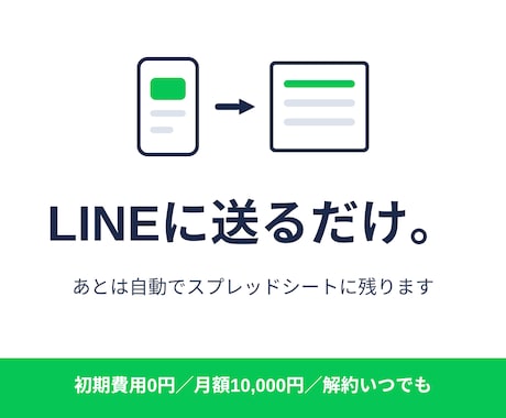 LINEに送るだけで記録が残る仕組み作ります Excelへの転記をなくします｜初期0円・月額10,000円 イメージ1