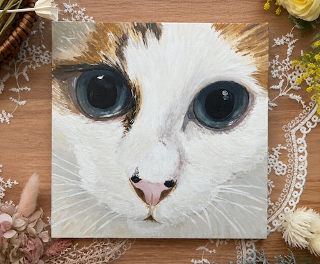 お写真からペットの似顔絵を描きます アクリル絵の具で大切な家族を温かく描きます。 イメージ2