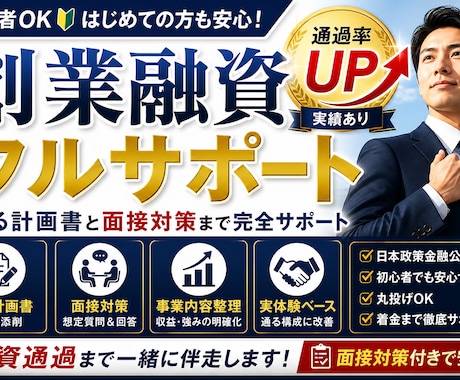 創業融資フルサポート 通過支援します 通る計画書と面接対策まで完全サポート イメージ1