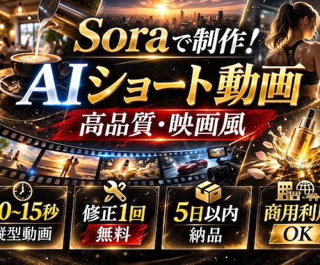 SoraでAIショート動画制作しますます 店舗PR・SNS運用向け映像制作 イメージ1