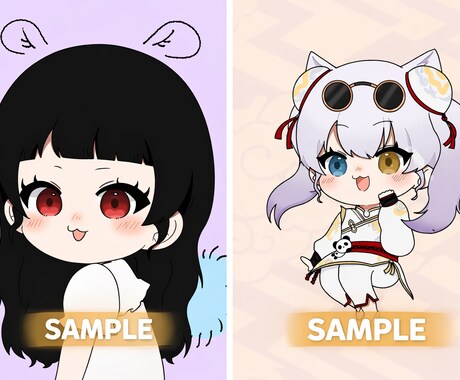 ちびキャラ描きます SNSアイコンや配信用に使えるキャラクター イメージ2