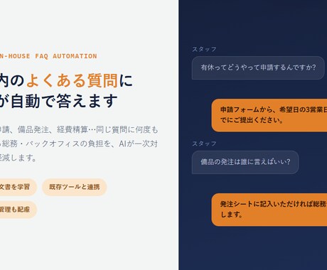 社内のよくある質問にAIが自動で答えます イメージ1