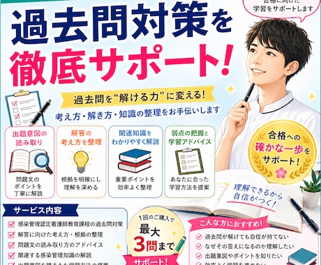 感染管理認定看護師試験の過去問解説・対策支援します 過去問から出題意図を解読！合格に向けた学習をサポートします！ イメージ1