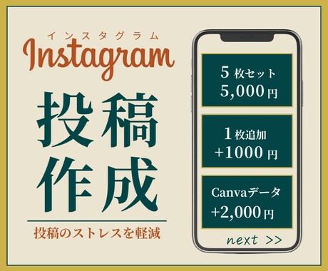 Instagramの投稿画像【５枚】作成します １枚1000円｜Canvaデータもセットで次回投稿が楽に！ イメージ1