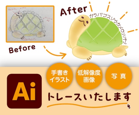 手書きイラストや画像をAiデータ化いたします DTP線画図版の経験豊富、美しいベクターデータを作ります イメージ1