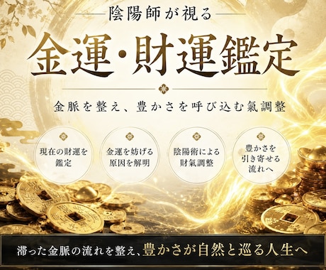 現代陰陽師が財運・金運を整える陰陽術を施します 金運鑑定⛩️金脈を整え、豊かさを呼び込む氣調整を行います⛩️ イメージ1