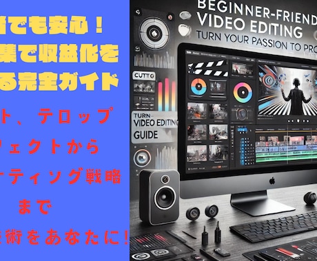 初心者でも安心！動画編集での収益化を教えます カット、テロップ、エフェクトから様々なプロの技術をあなたに！ イメージ1
