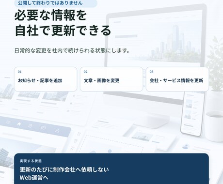 自社更新できるWordPressサイトを構築します 公開後も、自社で情報を更新できる企業サイトへ イメージ2